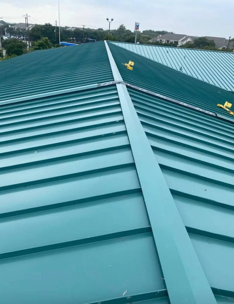 Green commercial metal roof ridge and valley for Metal Roof Repair in Spring Hill